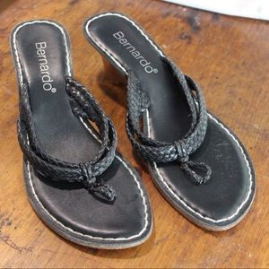 Black Bernardo Wedge Sandals